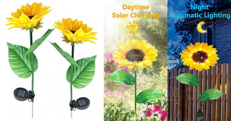 2-pack solcellslampor i form av solrosor på Digideal.se