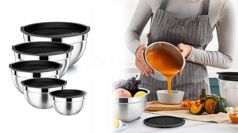 Rostfria skålar med lock 5-pack på Digdeal.se