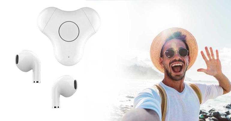 Trådlösa hörlurar med fidget spinner fodral på Digdeal.se