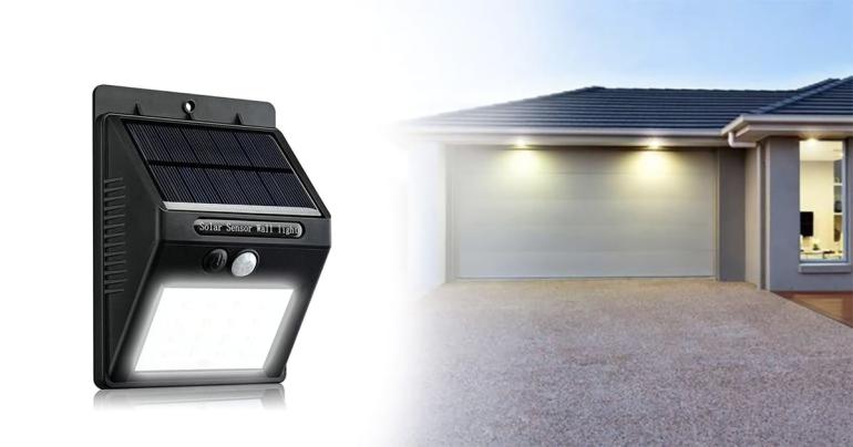 LED-lampa med solceller och rörelsesensor på Digdeal.se