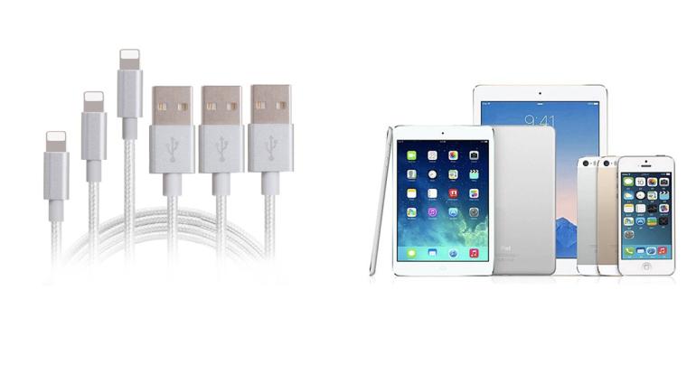 iPhone- och iPad-laddningskabel tre olika längder på Digdeal.se