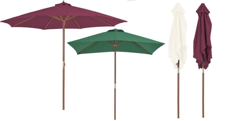 Trädgårdsparasoll med trästång på Digdeal.se