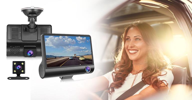 Dashcam HD bilkamera med tre linser på Digdeal.se