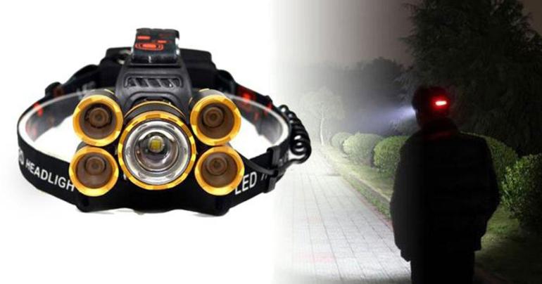 Kraftfull pannlampa med 5 st LED-lampor på Digdeal.se