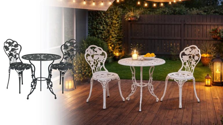 Bistroset - Dekorativt bistroset i gjuten aluminium 