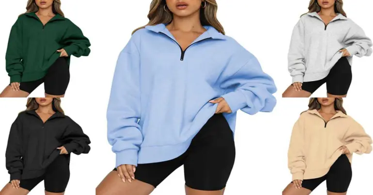 Oversized damtröja med halv dragkedja på Digdeal.se