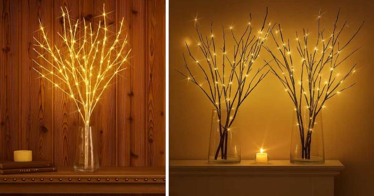 Dekorativ björkgren med LED-ljus på Digdeal.se