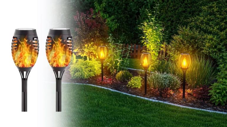 Solcellsfackla med flammande ljus - solcellsfacklor som flammar som lågor
