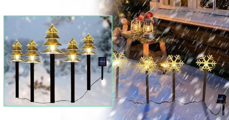 5-pack solcellslampor med julmotiv på Digdeal.se