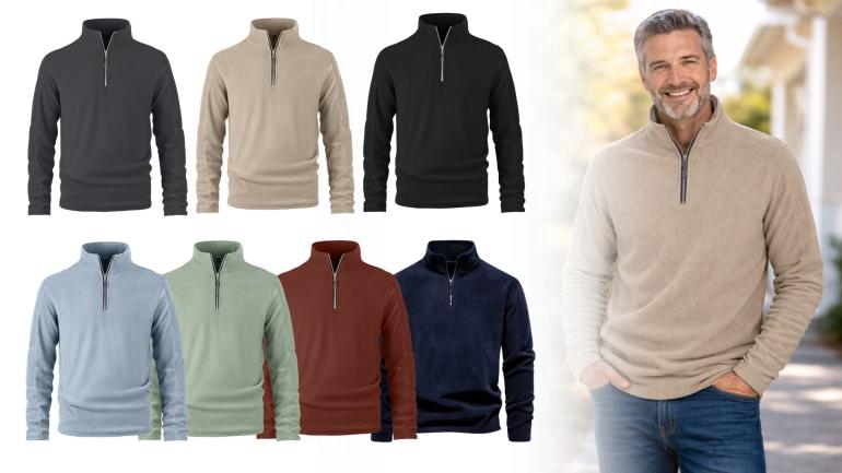 Mjuk och värmande fleecepullover för herrar i flera olika färger