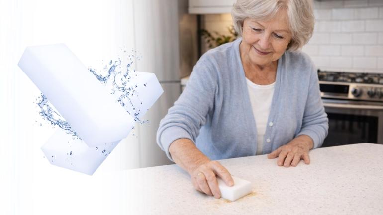 30-pack mirakelsvampar - Kvinna som städar med mirakelsvamp