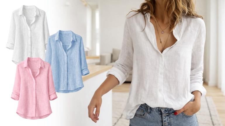 Sval skjorta för dam - Skjorta i mjuk bomullsblandning