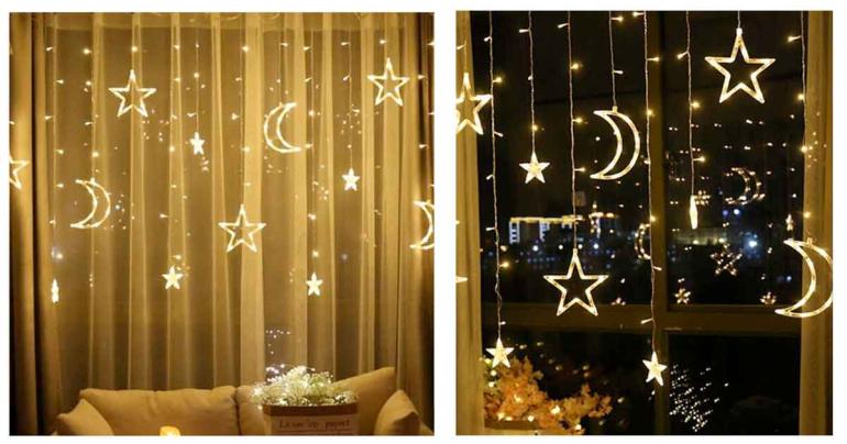 Ljusslinga istapp med månar och stjärnor på Digideal.se
