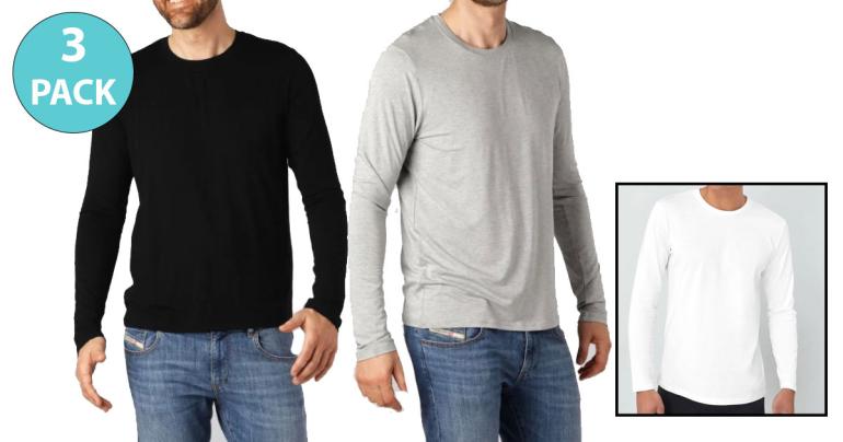 3-pack långärmad t-shirt i bambu på Digdeal.se