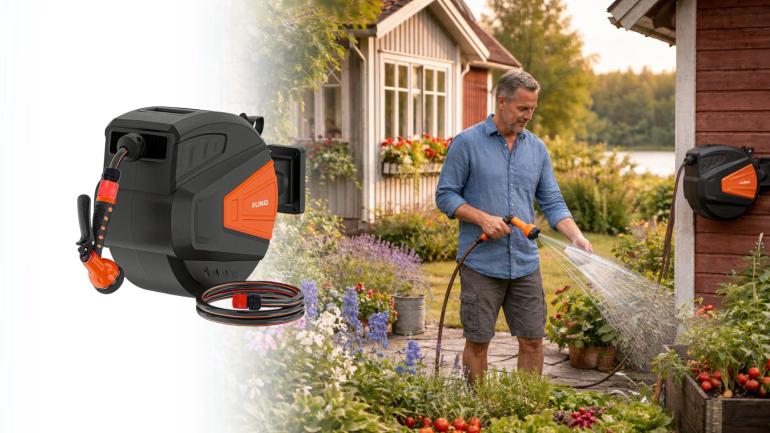 Trädgårdsslang med automatisk upprullning på Digideal.se