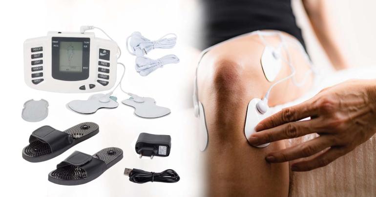 Elektrisk massageapparat med 4 elektroder och akupunkturtofflor på Digdeal.se