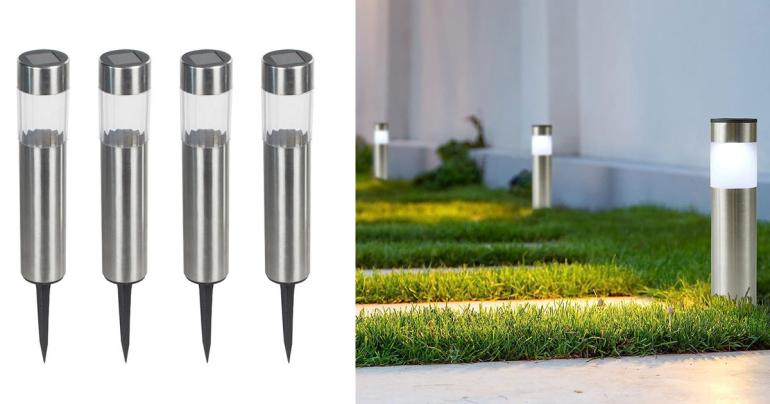 Cylinderformad trädgårdslampa med solcell på Digideal.se