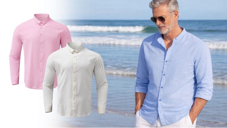 Skjorta i bomullsmix - Stilren herrskjorta med ledig passform